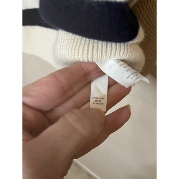 J.Crew Relaxed Cashmere Sweater navy Burgandy stripe size small preppy classic - Picture 5 of 7